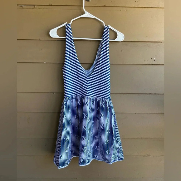 O'Neill Mini Dress - Size Small - Blue and White Geometric & Strips - Picture 4 of 4